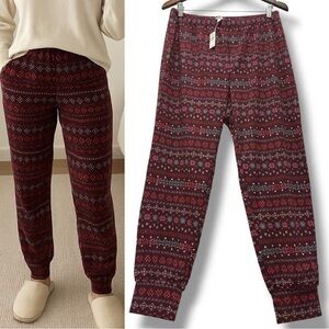 312 AERIE | NWT $40 Burgundy Multi Fair Isle Print Lounge Pants (Size M)